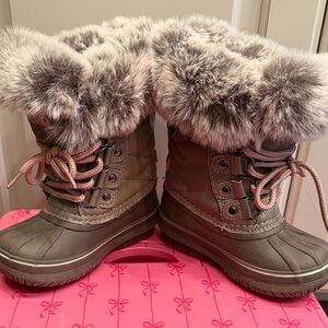 London Fog Kids' Fur-Lined Boots - Brown and Pink